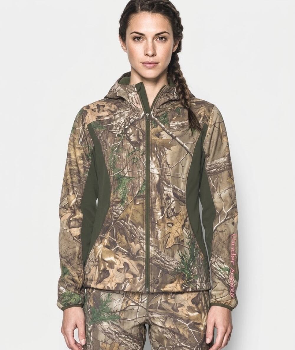 UNDER ARMOUR Half Zip Pullover Scent Control Camo Hunting Jacket Hoodie Medium
